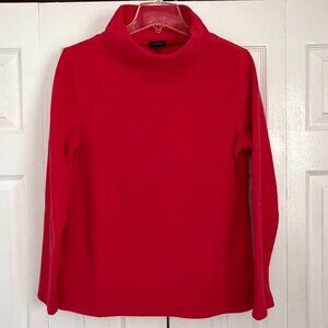 Talbots Soft & Cozy Pretty Red Fleece Mock Turtleneck Long Sleeve Top